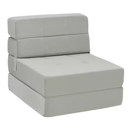 Poltrona Tri-Fold Pieghevole a Scomparsa Chaise Longue Convertibile Divano Letto Dormitorio Grigio
