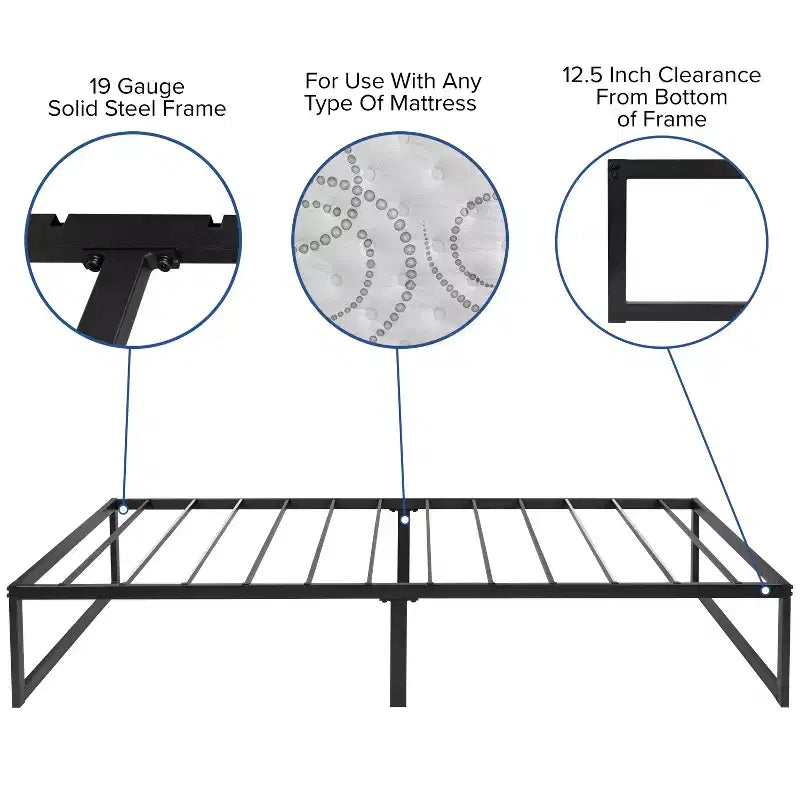 Telaio letto a piattaforma in metallo da 14 pollici con materasso a molle insacchettate da 10 pollici in scatola e topper in memory foam con gel rinfrescante da 2 pollici