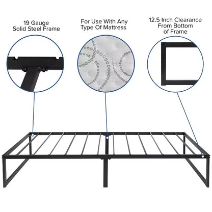 Telaio letto a piattaforma in metallo da 14 pollici con materasso a molle insacchettate da 10 pollici in scatola e topper in memory foam con gel rinfrescante da 2 pollici