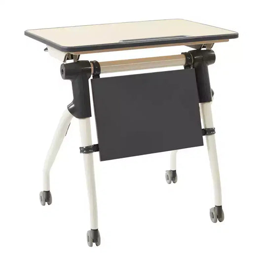ECR4Kids Nesting Student Desk with Modesty Panel, Classroom Furniture, Maple/Grey