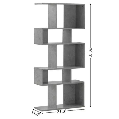 Scaffale a Scala a 5 Cubi, Angolare Autoportante, Espositore Libreria
