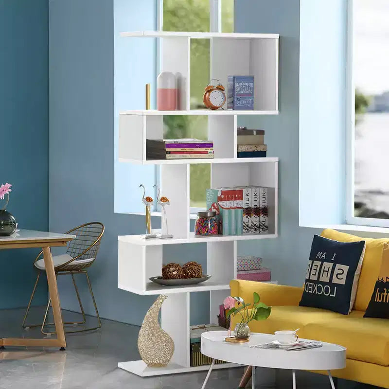 Scaffale a Scala a 5 Cubi, Angolare Autoportante, Espositore Libreria