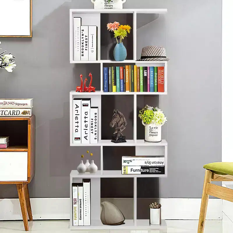 Scaffale a Scala a 5 Cubi, Angolare Autoportante, Espositore Libreria