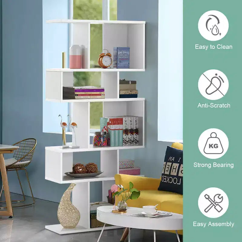 Scaffale a Scala a 5 Cubi, Angolare Autoportante, Espositore Libreria