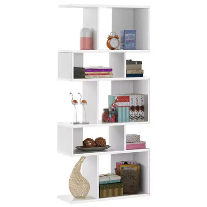 Scaffale a Scala a 5 Cubi, Angolare Autoportante, Espositore Libreria